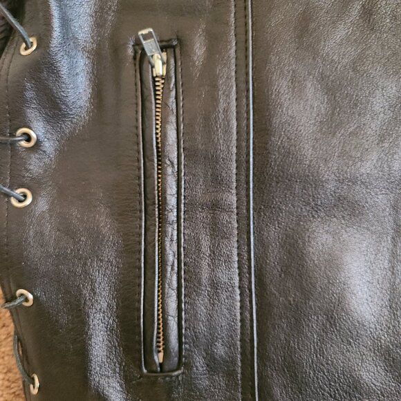 UNIK Premium Black Leather Biker Vest - Picture 5 of 13